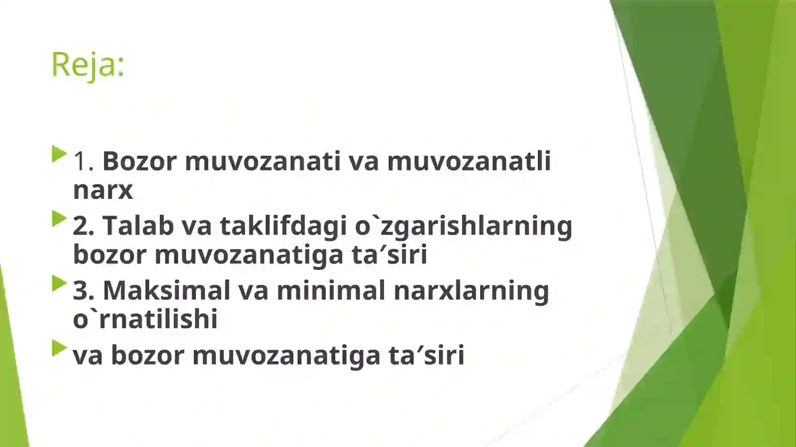 Bozor muvozanati va uni ta’minlash modellari 2