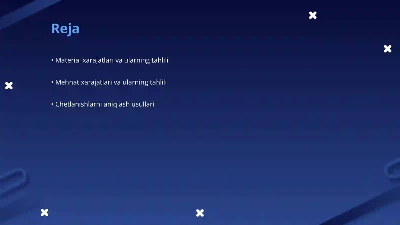 Material va mehnat xarajatlari bo‘yicha chetlanishlarni aniqlash va tahlil qilish 2