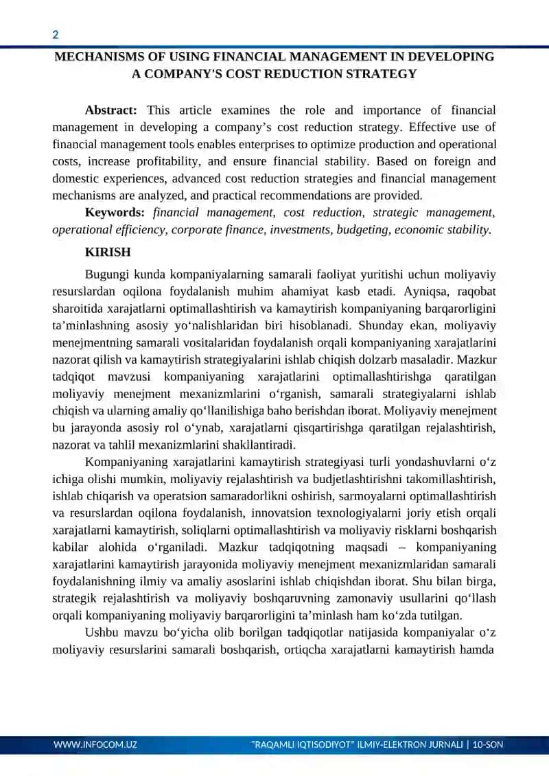 Biznesni Boshqarishda moliyaviy xarajatlarni optimalashtirish 2