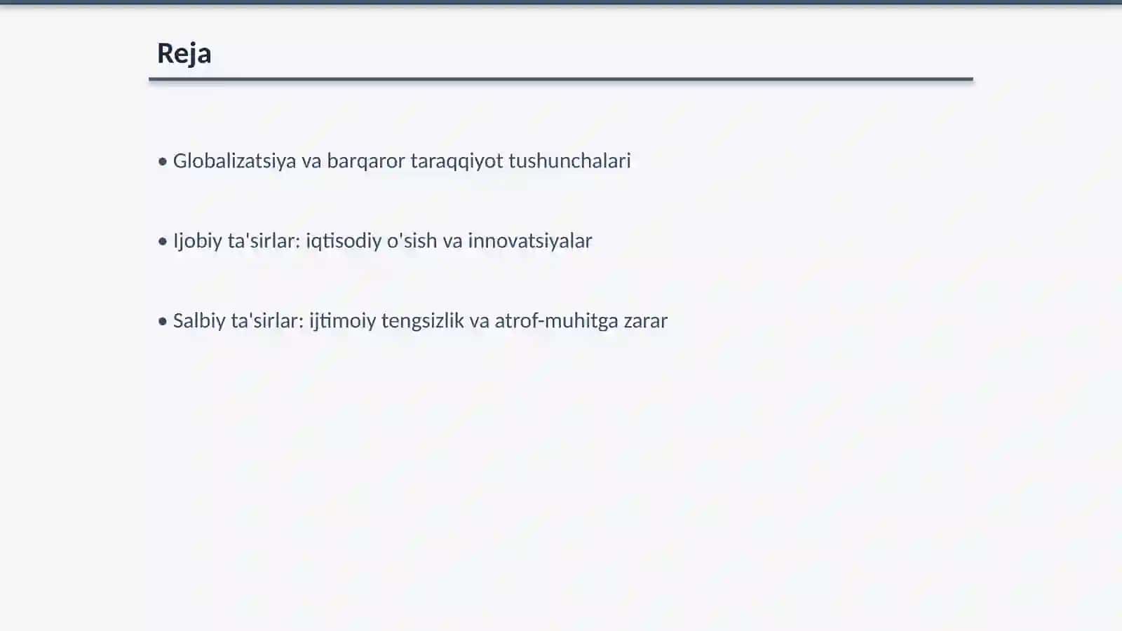 Barqaror taraqqiyot ta'minlashning glabalshuvning ijobiy va salbiy yo'nallari 2