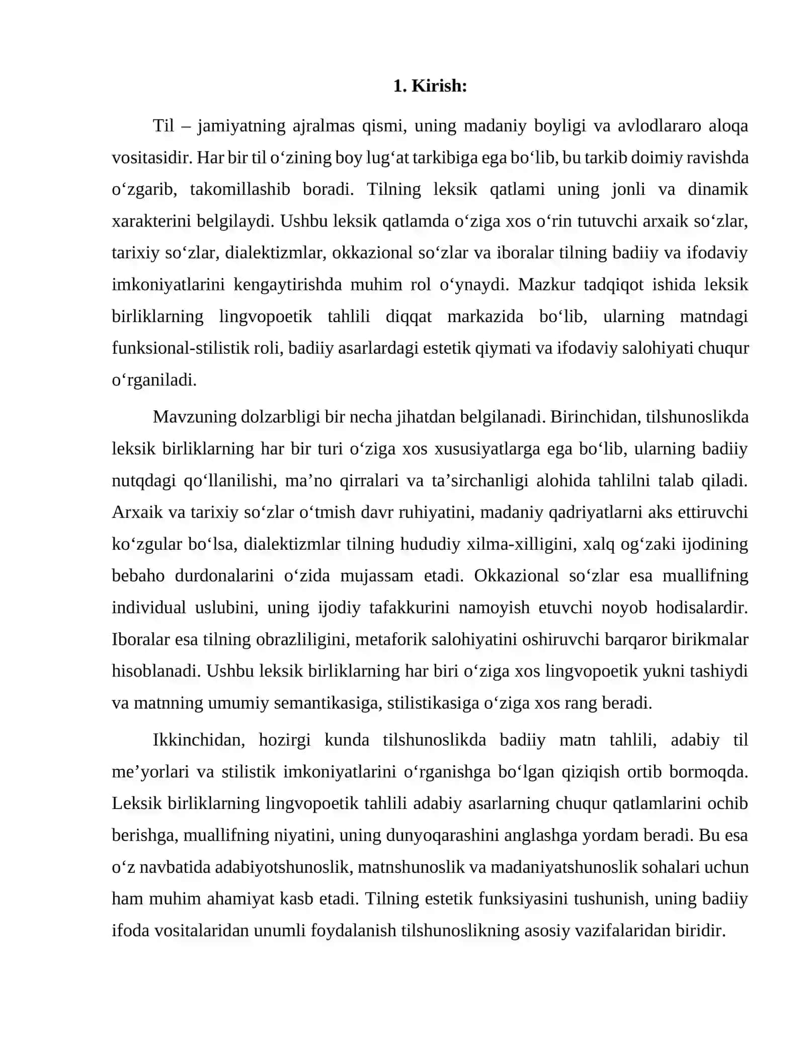 Leksik (arxaik, tarixiy so'zlar, dialektizmlar, okkazional so'zlar, iboralar) birikmalarni lingvopoetik jihatdan tahlil qilish 2
