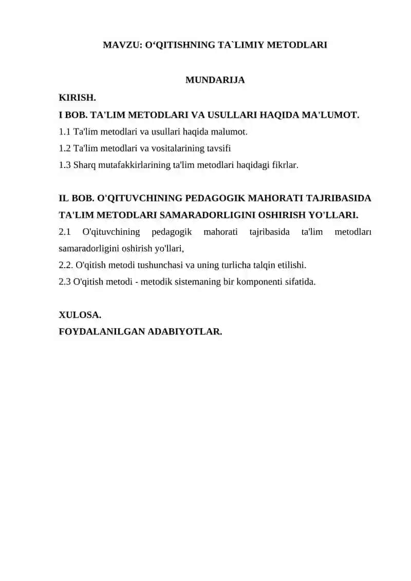 O‘qituvchining pedagogik mahorati tajribasida ta'lim metodları samaradorligini oshirish yo'llari 2