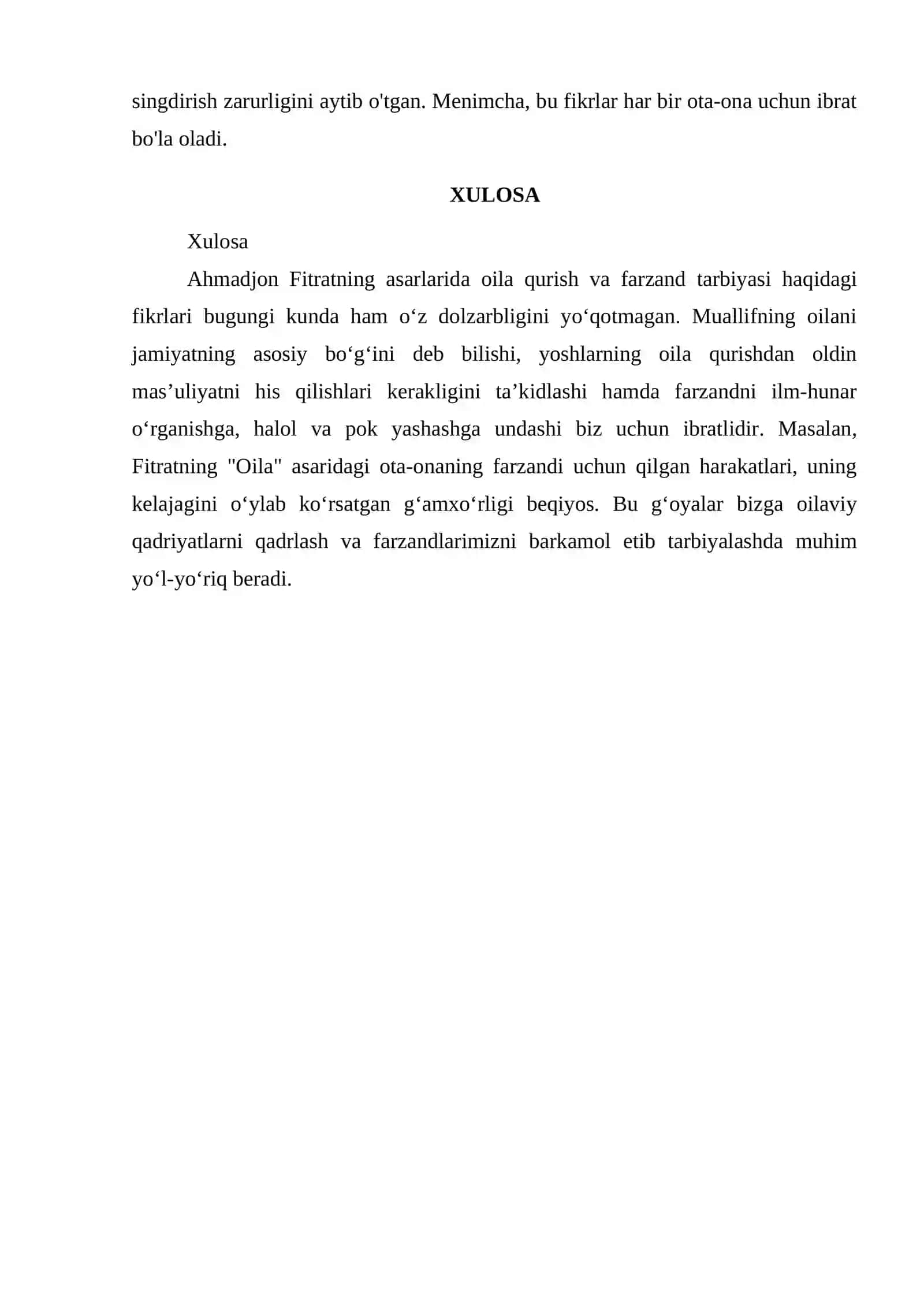 A. FITRATNING OILA ASARIDAGI OILA QURISH TARTIBLARI VA FARZAND TARBIYASIGA OID GʻOYALAR 2