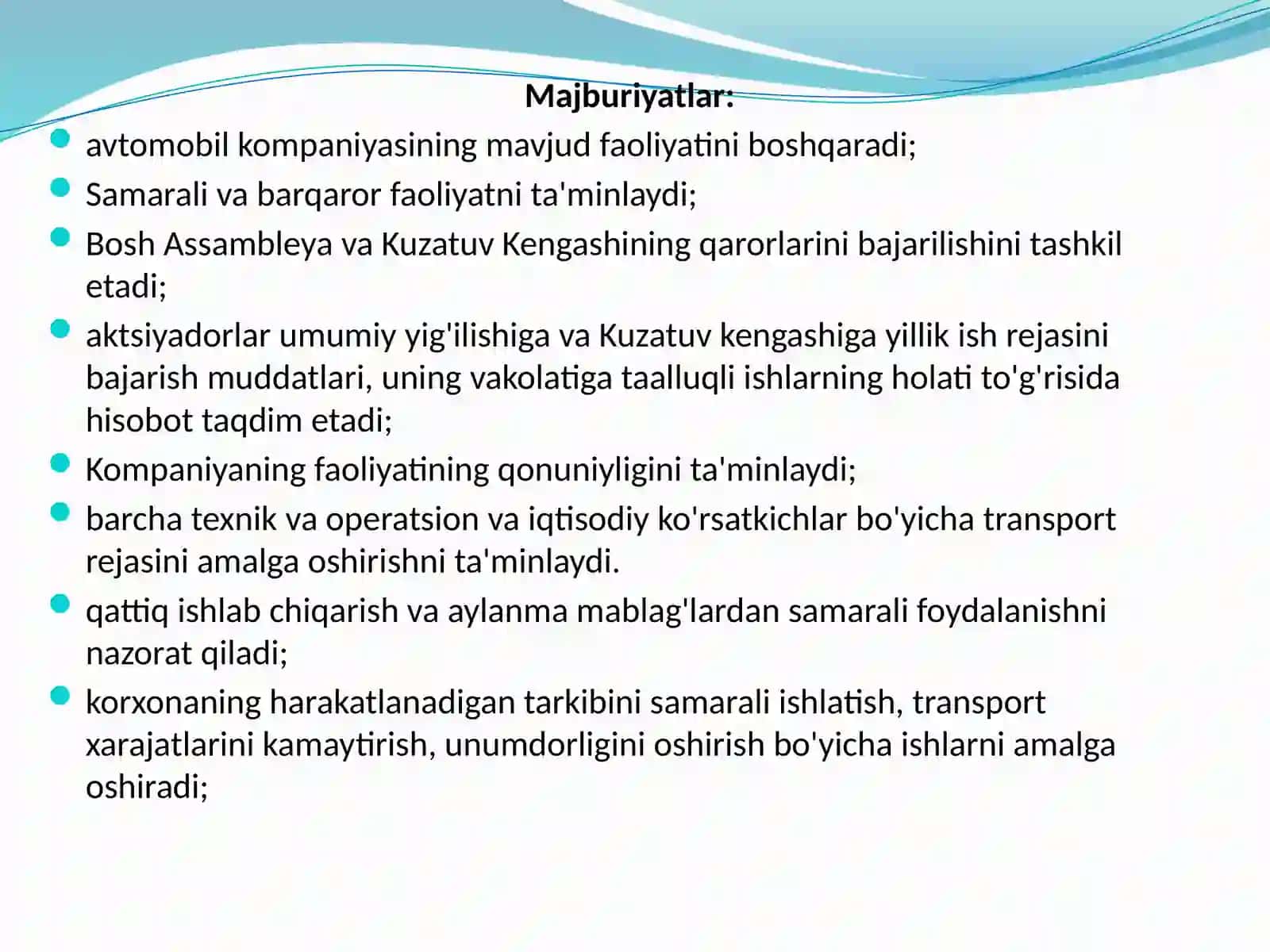 MASTER-USTALAR, MUHANDIS TEXNIK XODIMLAR VA BOSHQARUVCHI PERSONALGA KVALIFIKATSION TALABLAR TAVSIYALAR 2