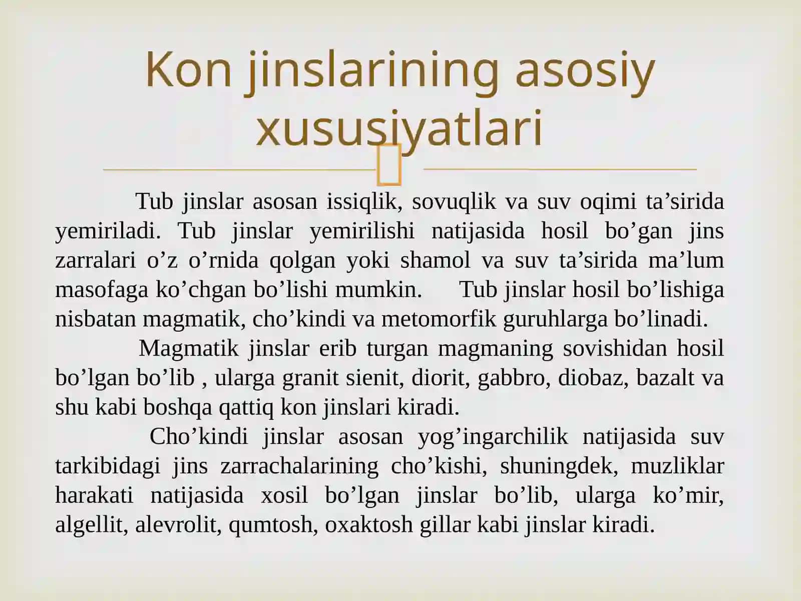 Ma’ruza.Konjinslarivafoydaliqazilmalarto’g’risidaasosiyma’lumotlar 2
