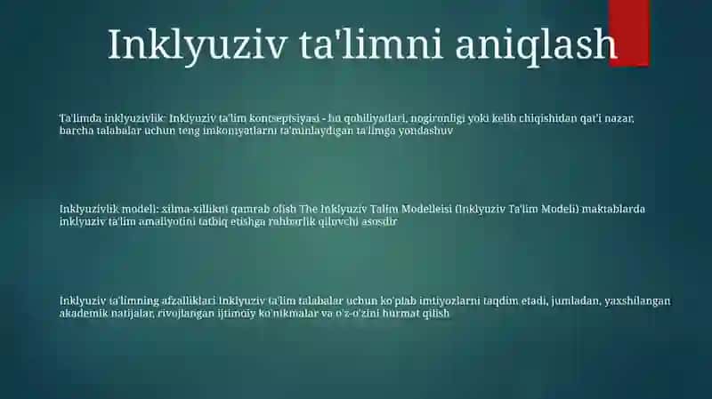 Inklyuziv Talim Modellsei 2