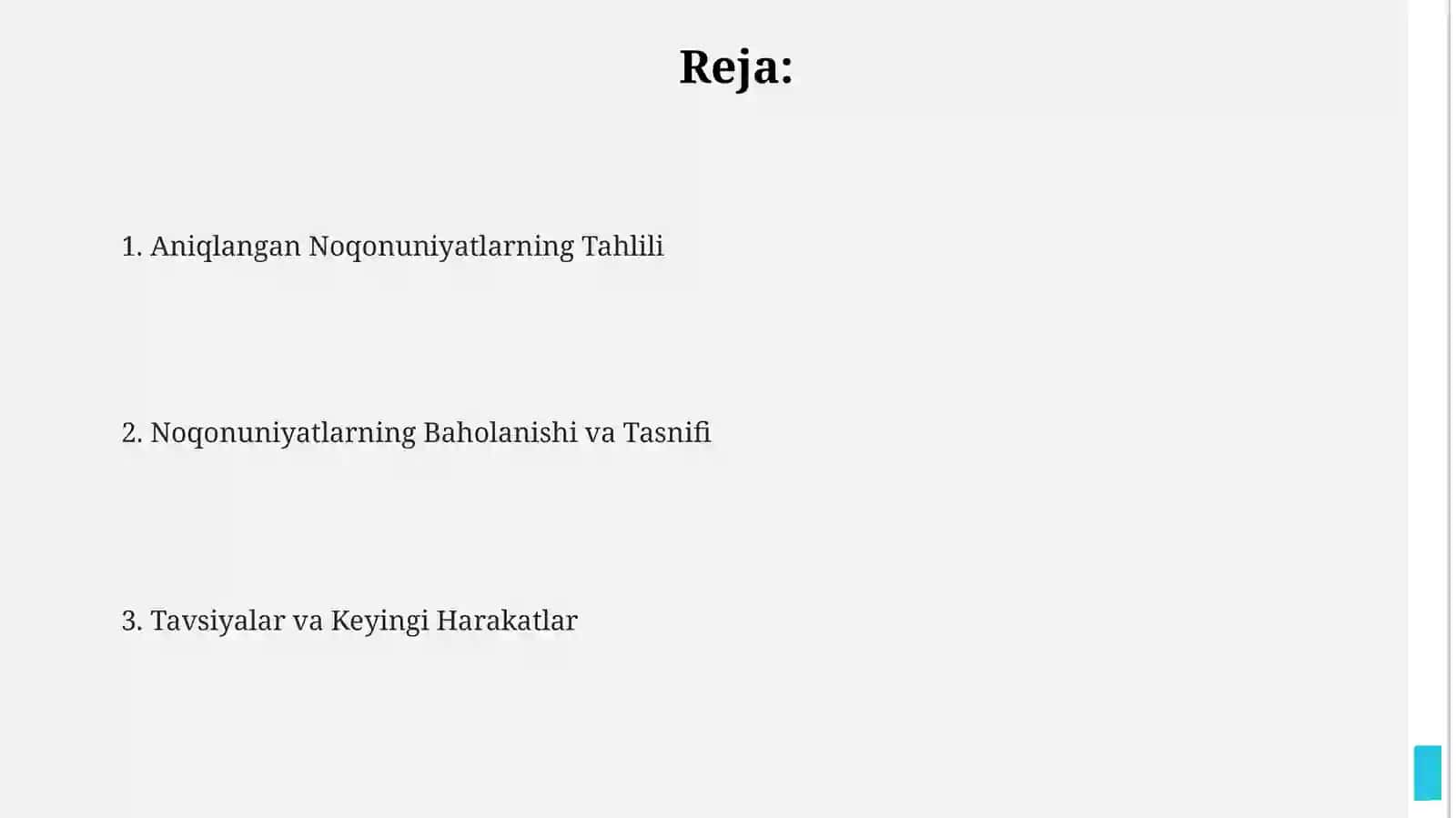 Audit o‘tkazish jarayonida aniqlangan buzibko‘rsatishlarni baholash 2