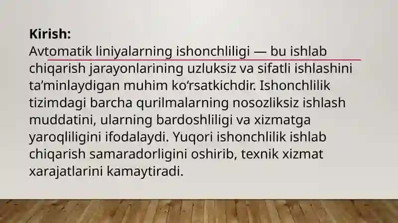 Avtomatik liniyalarning ishonchliligi 2