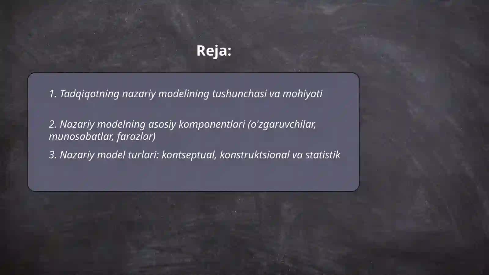 Tadqiqotning nazariy modeli 2