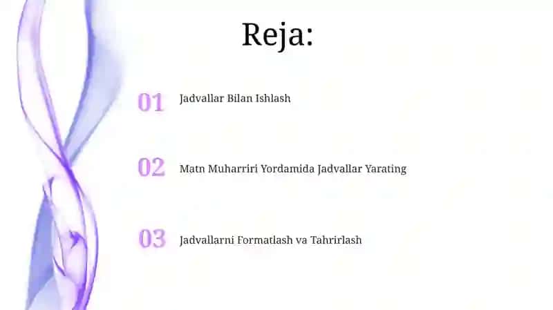 Jadvallar Bilan Ishlash 2