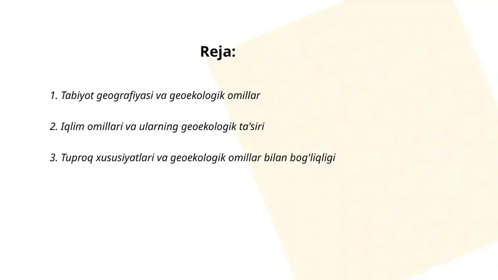 Tabiyot geografiyasi va geoekologik omillar 2