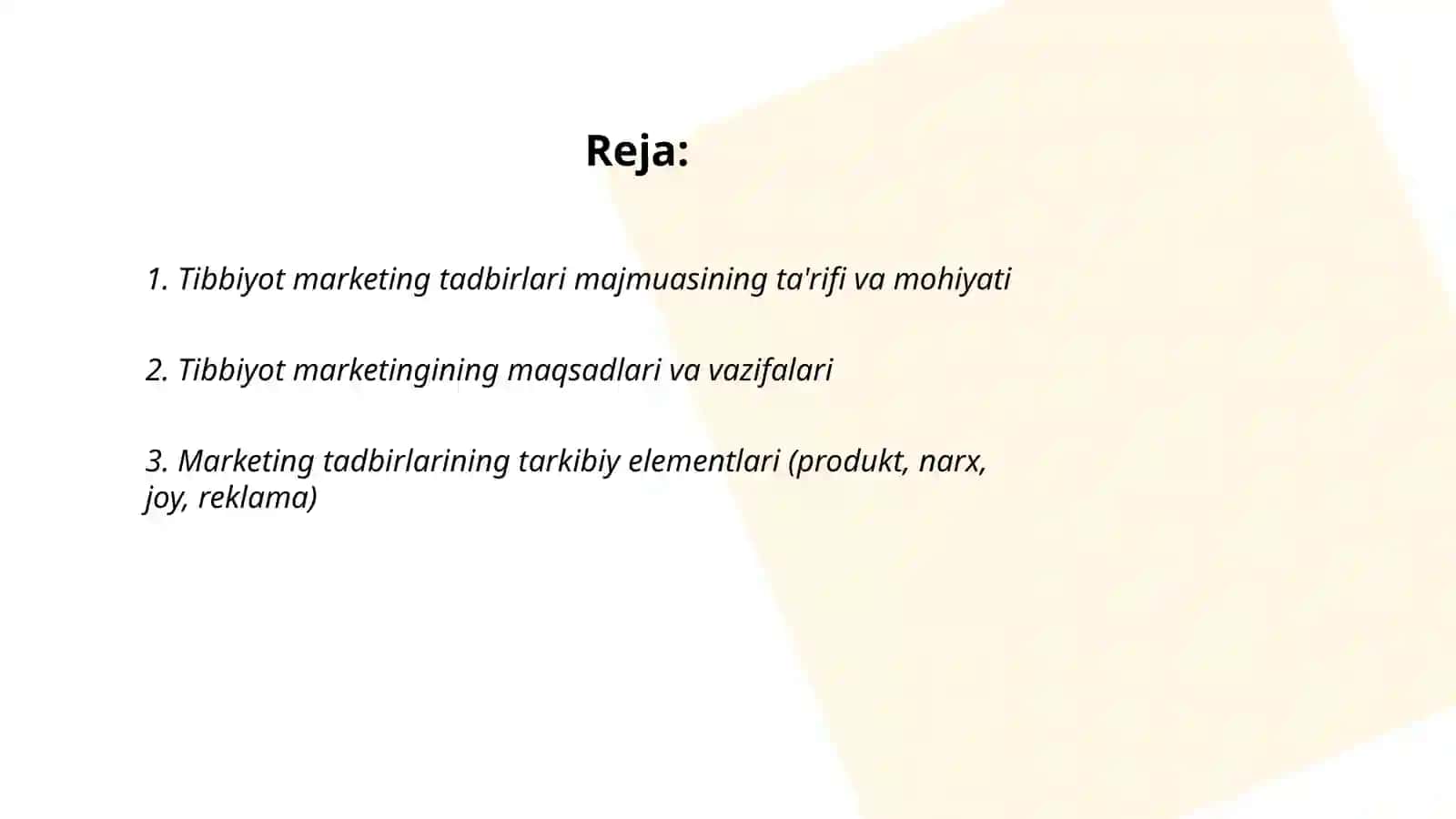 Tibbiyot marketing tadbirlari majmuasi va uning mohiyati 2