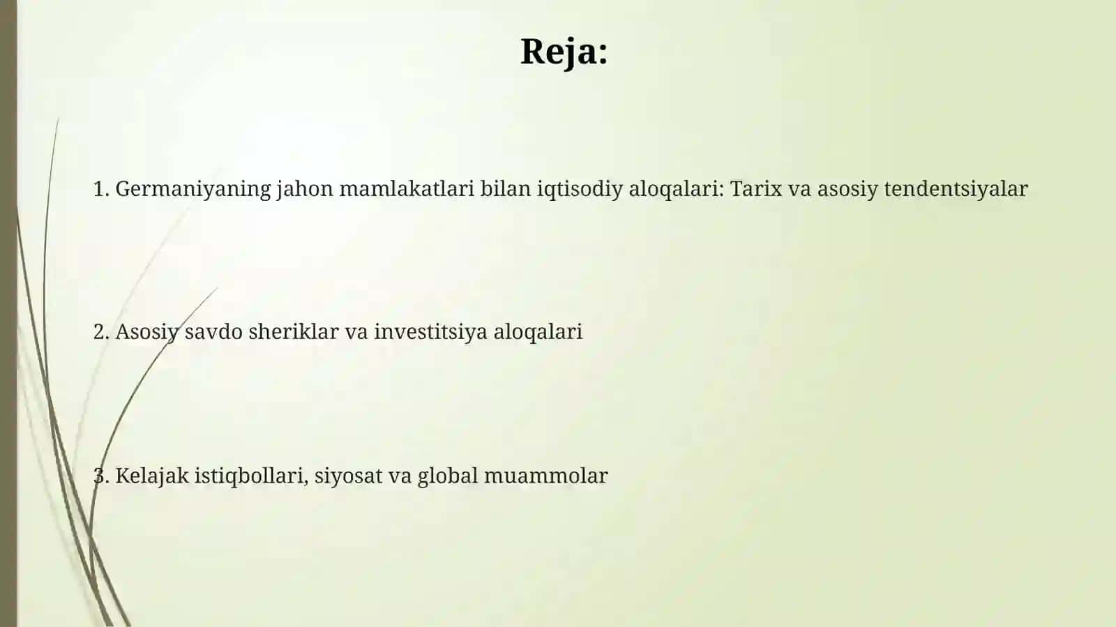Germaniya Federativ Respublikasi jahon mamlakatlari bilan iqtisodiy munosobatlari 2