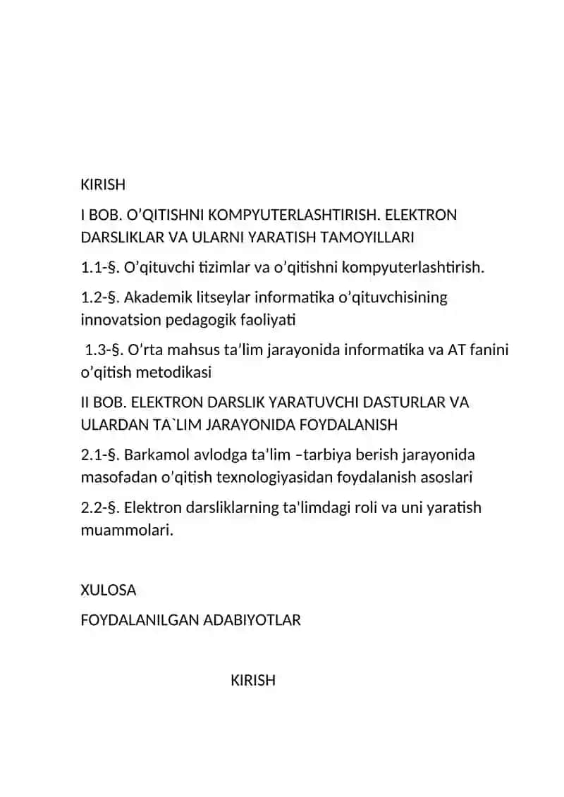 O’QITISHNI KOMPYUTERLASHTIRISH. ELEKTRON DARSLIKLAR VA ULARNI YARATISH TAMOYILLARI 2