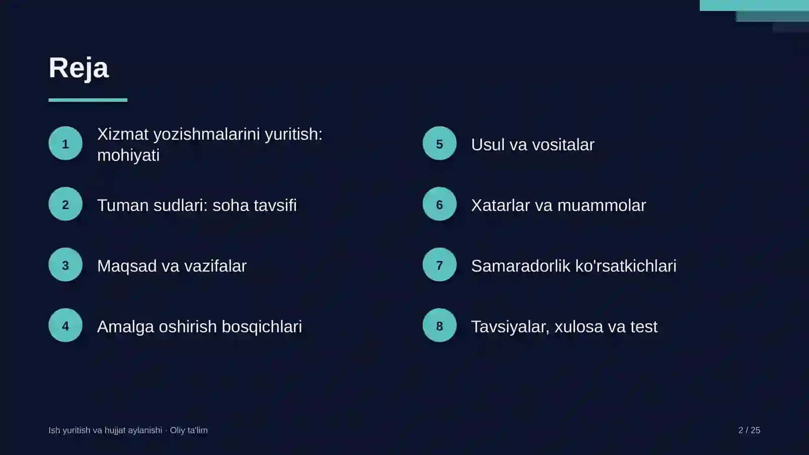 Tuman sudlarida xizmat yozishmalarini yuritish 2