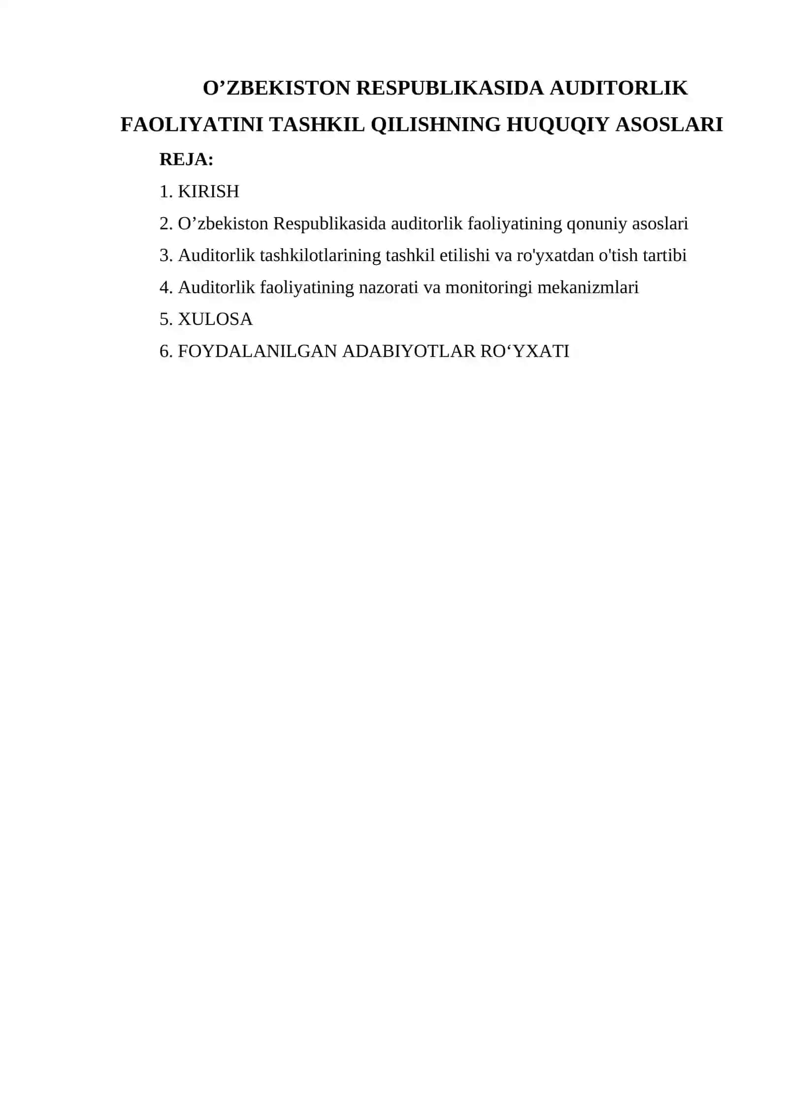 O’ZBEKISTON RESPUBLIKASIDA AUDITORLIK FAOLIYATINI TASHKIL QILISHNING HUQUQIY ASOSLARI 2