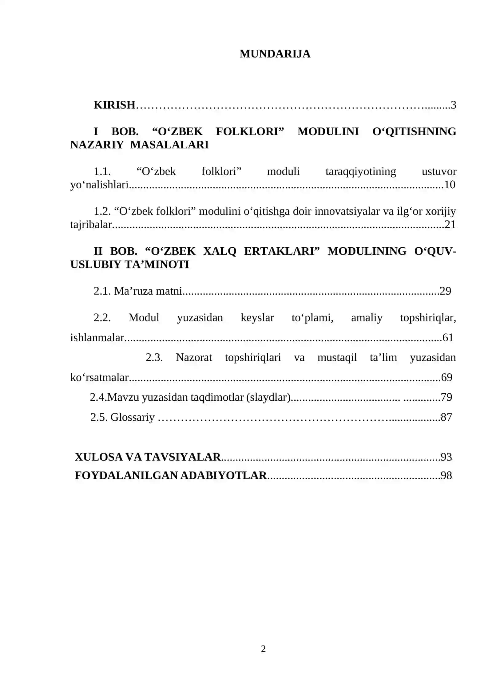 “O‘zbek xalq ertaklari” modulini o‘qitishda multimediya vositalaridan foydalanish BITIRUV LOYIHA ISHI 2