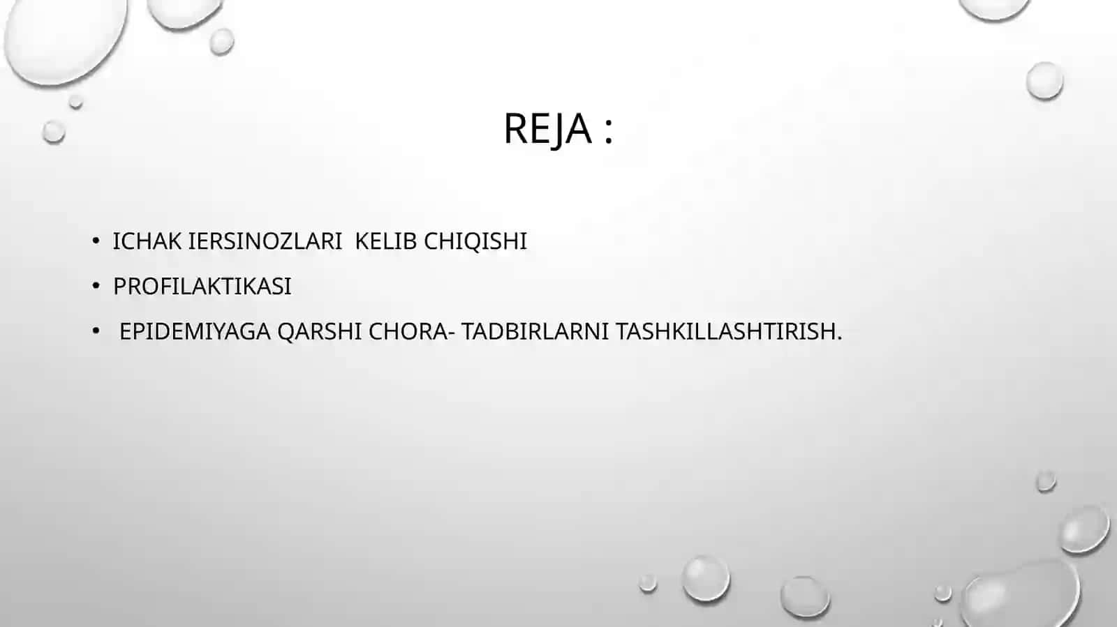 Ichak iersinozlari  kelib chiqishi, profilaktikasi va epidemiyaga qarshi chora- tadbirlarni tashkillashtirish. 2