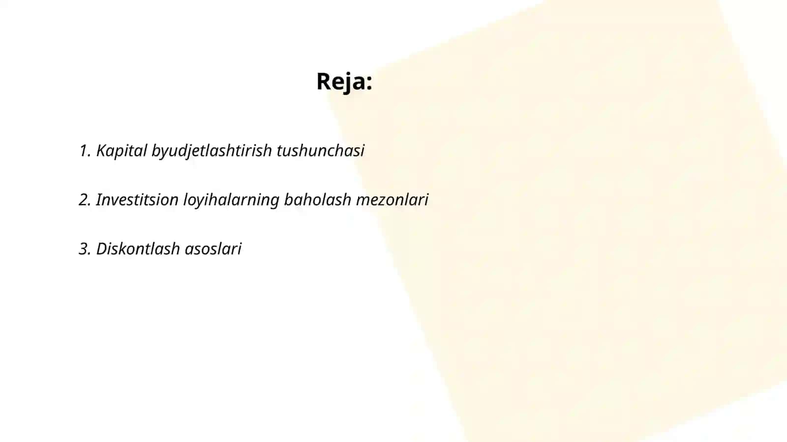 Kapital byudjetlashtirish usullari 2