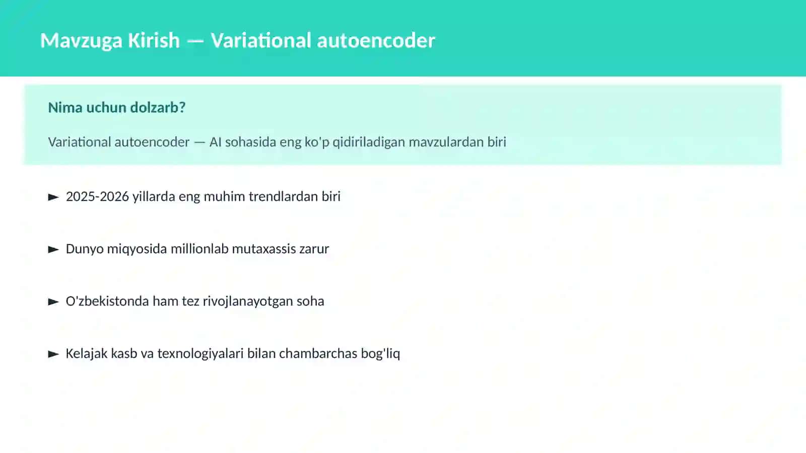 AI | DEEP LEARNING VA NEYRON TARMOQLAR 2