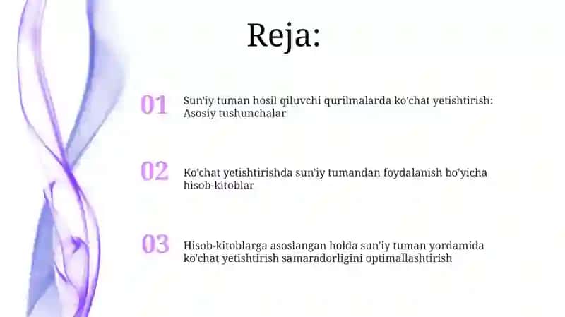 Suniy tuman hosil qiluvchi qurilmalarda kõchat yetishtirishda his hisob kitoblar 2