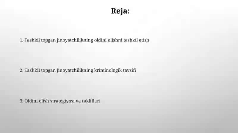 Uyushgan jinoyatchilikning kriminologik tavsifi va ularni oldini olishni tashkil etish 2