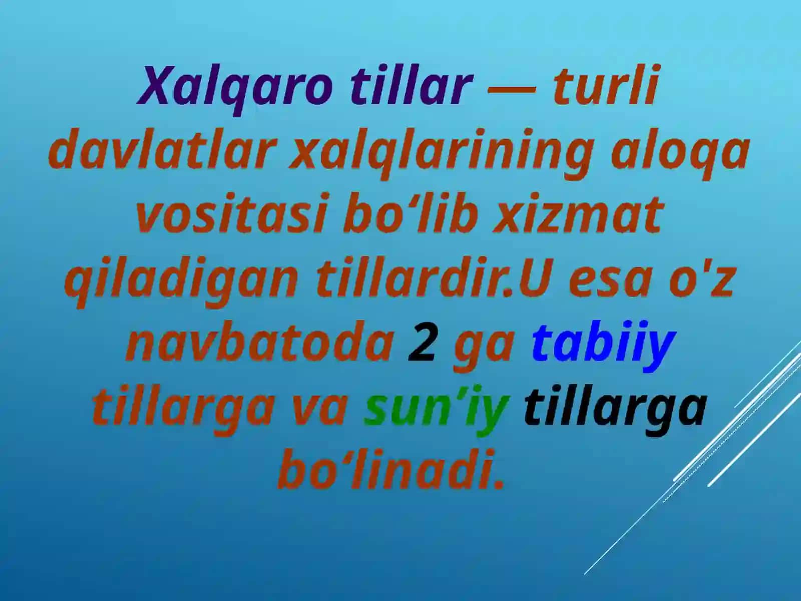 Xalqarotillar,dunyodarajasigako'tarilgantillar 2