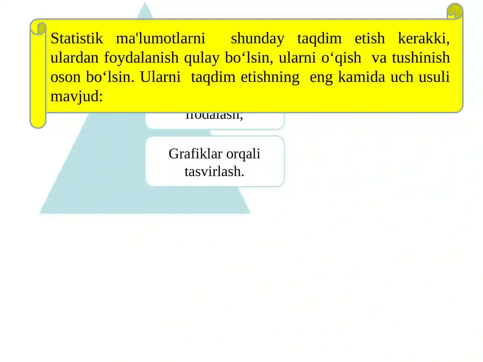 Statistik ma'lumotlarni taqdim etish usullari 2