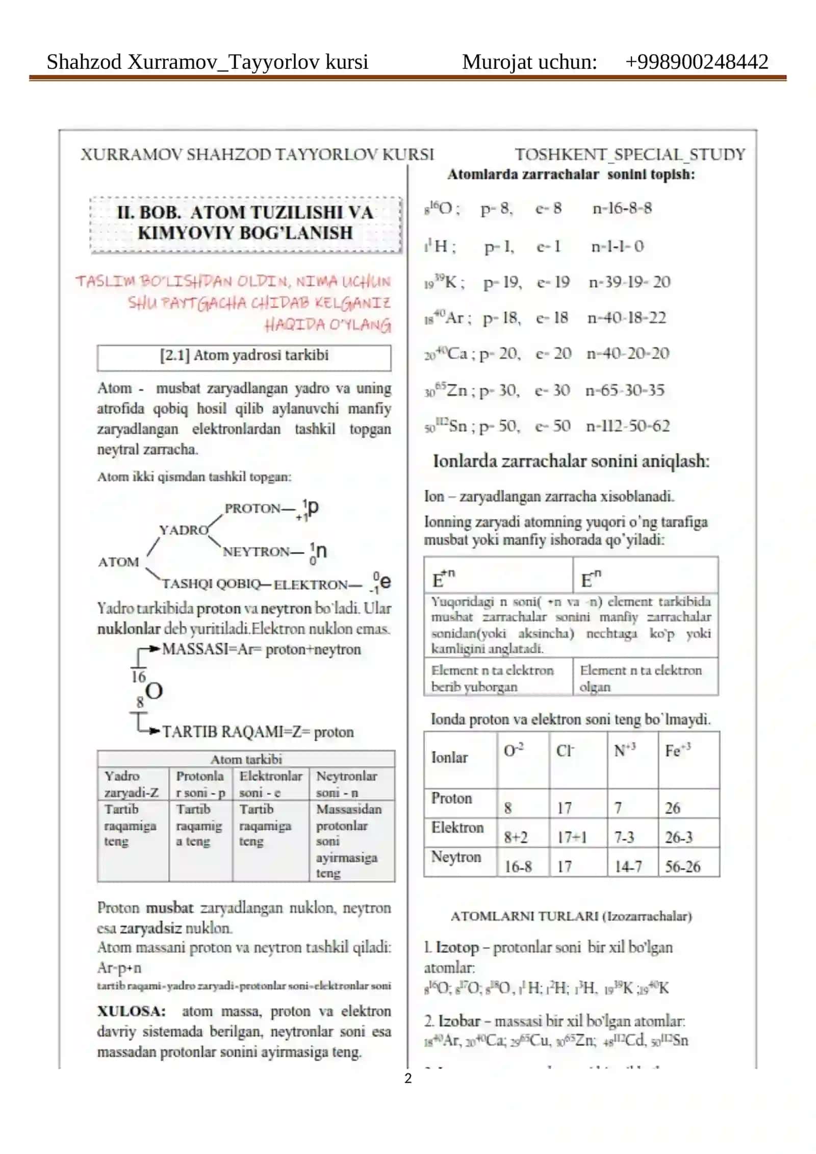 Kimyodan masalalar to'plami DTM FORMATIDA KALITI BILAN 2