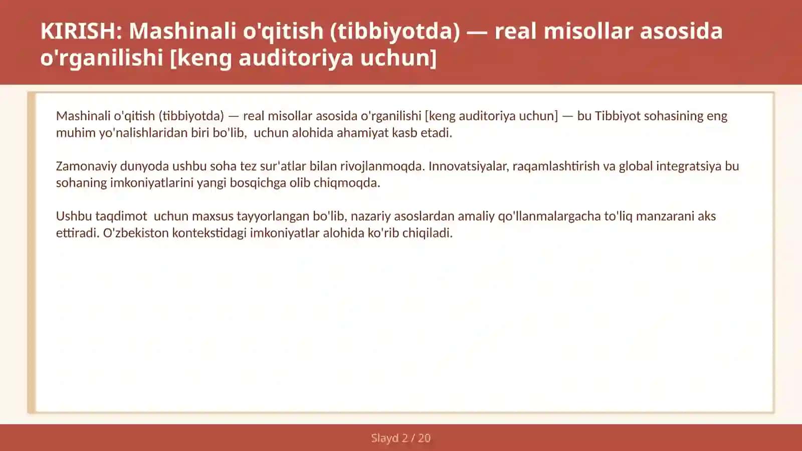 Mashinali o'qitish (tibbiyotda) — real misollar asosida o'rganilishi [keng auditoriya uchun] 2