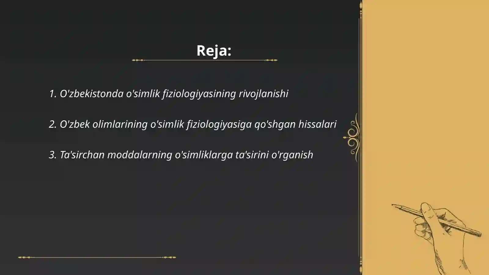 O’simliklar fiziologiyasiga hissa qo’shgan o’zbek olimlarining olib borgan tadqiqot ishlari 2