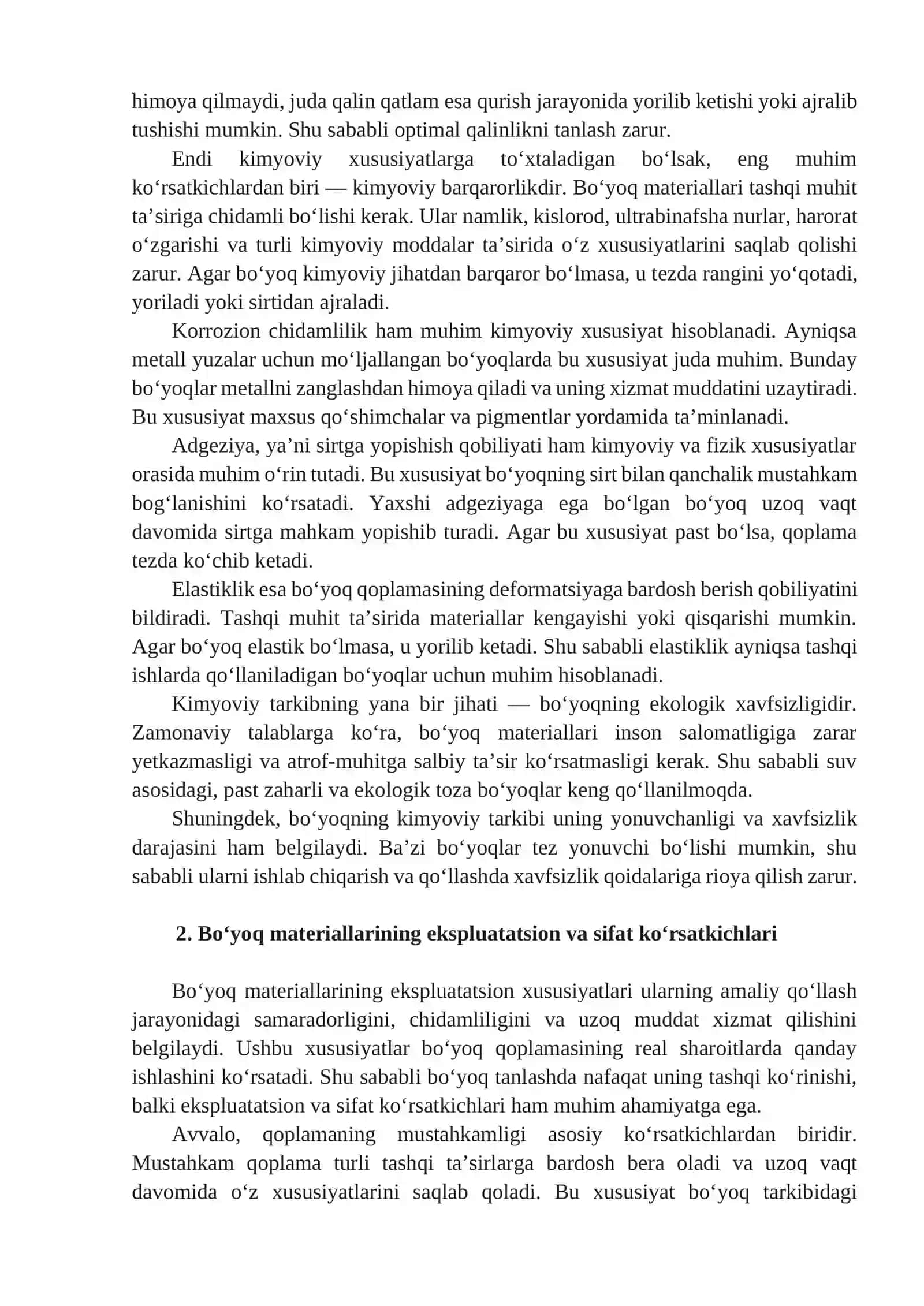 MA'RUZA: BO'YOQ MATERIALLARINING XUSUSIYATLARI 2