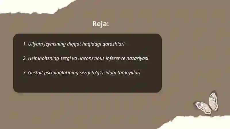 Psixolog olimlarning diqqat va sezgilar haqidagi qarashlari 2