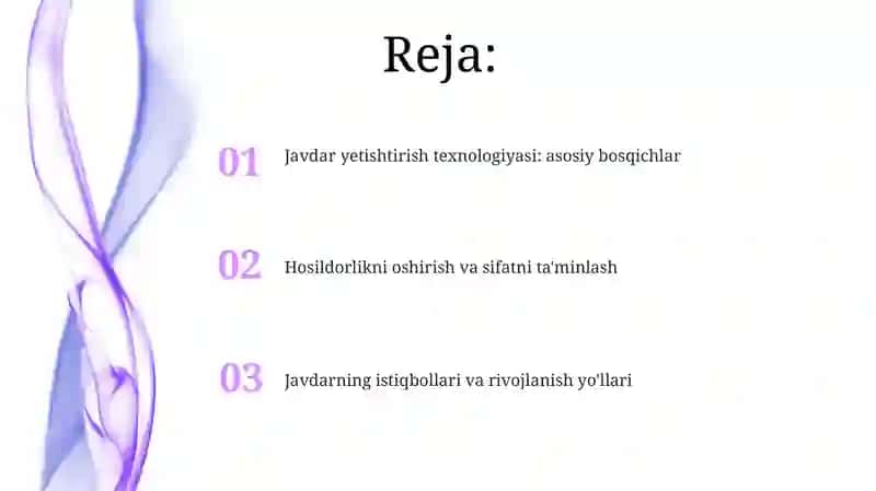 Javdar yetishtirish texnologiyasi 2