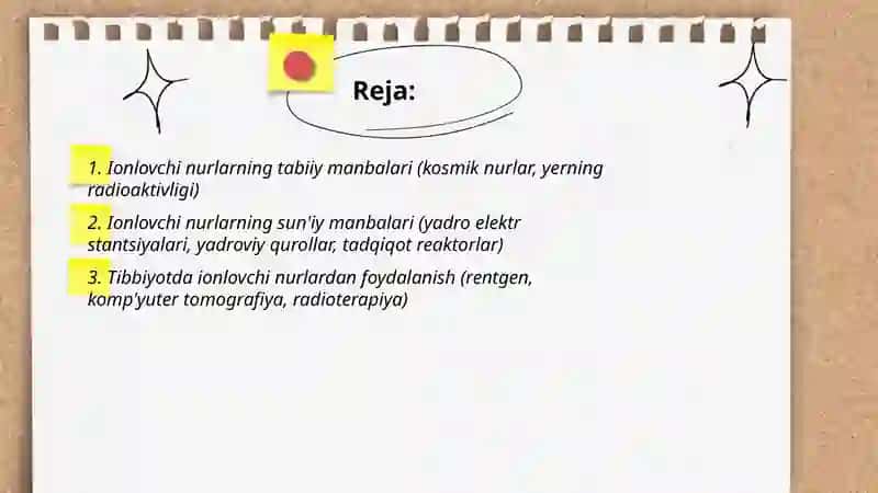 İonlovchi nurlarning manbalari va radiatsiyaning oqibatlari 2