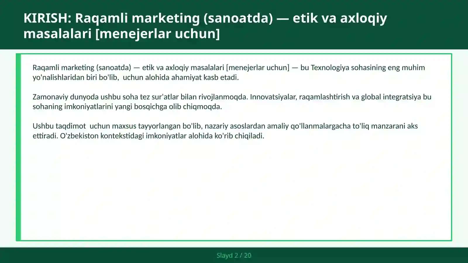 Raqamli marketing (Sanoatda) - Etik va Axloqiy Masalalari [Menejerlar Uchun] 2