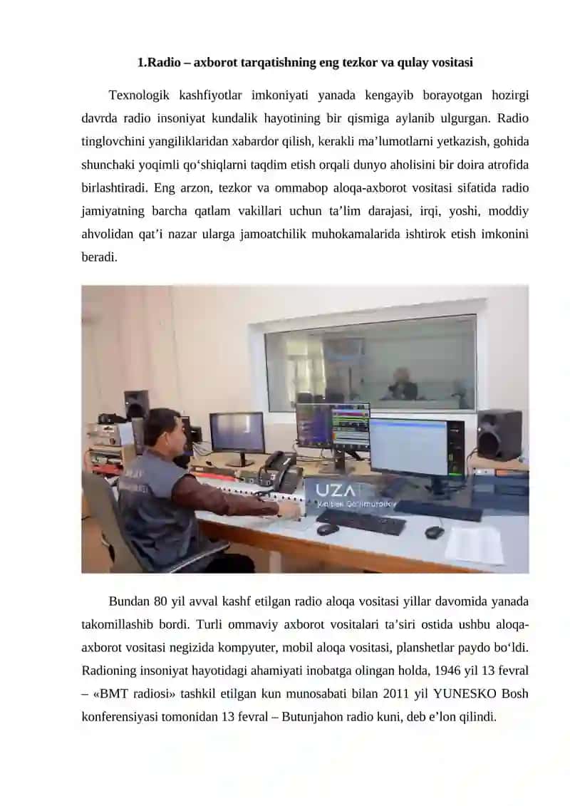 Radio – axborot tarqatishning eng tezkor va qulay vositasi 2