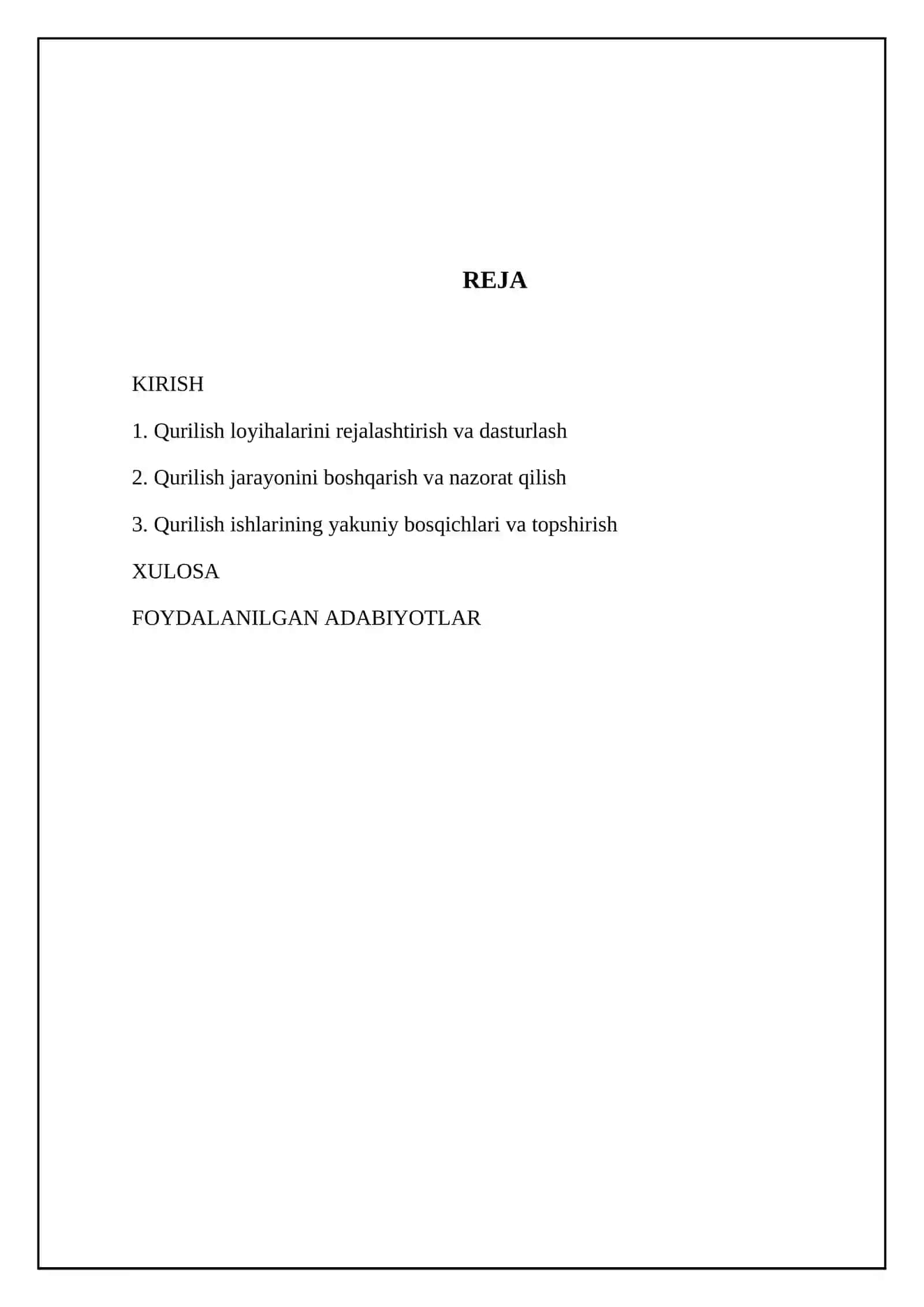 Qurilish loyihalarini rejalashtirish va dasturlash 2