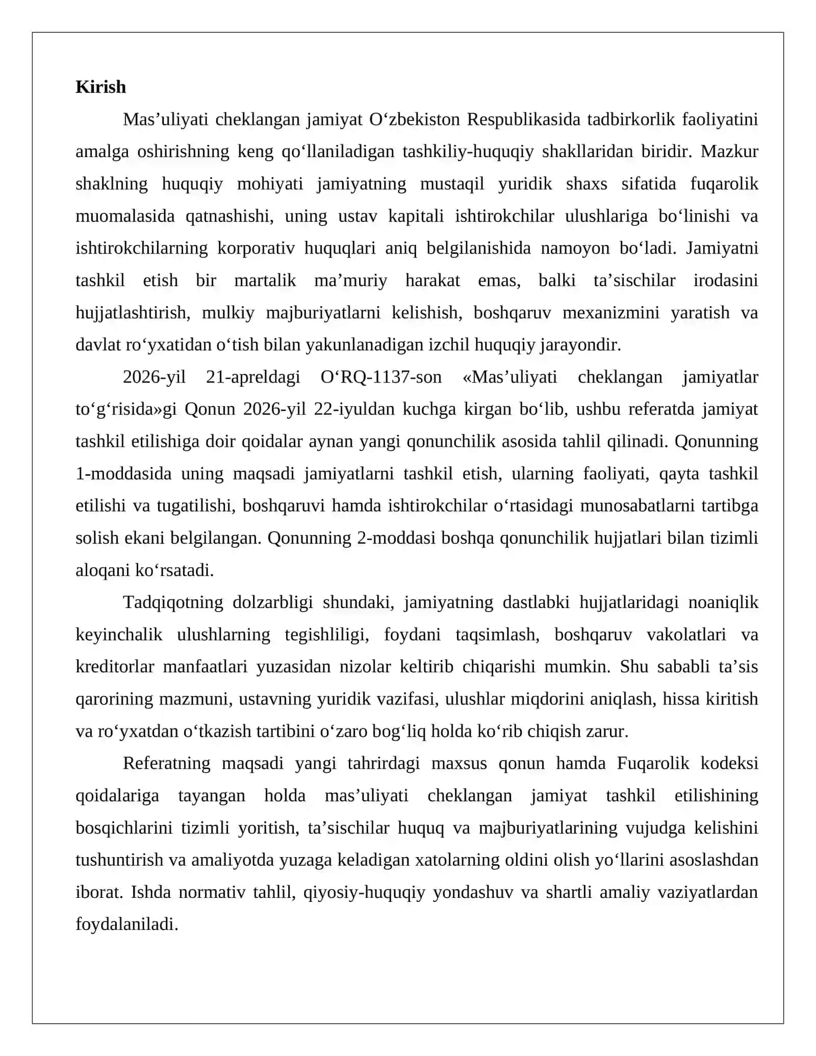 Yangi tahrirdagi MCHJ qonuni asosida jamiyatni tashkil etish ta’sischilar qarori, ustav, ulushlar va davlat ro‘yxatidan o‘tkazish.docx 2