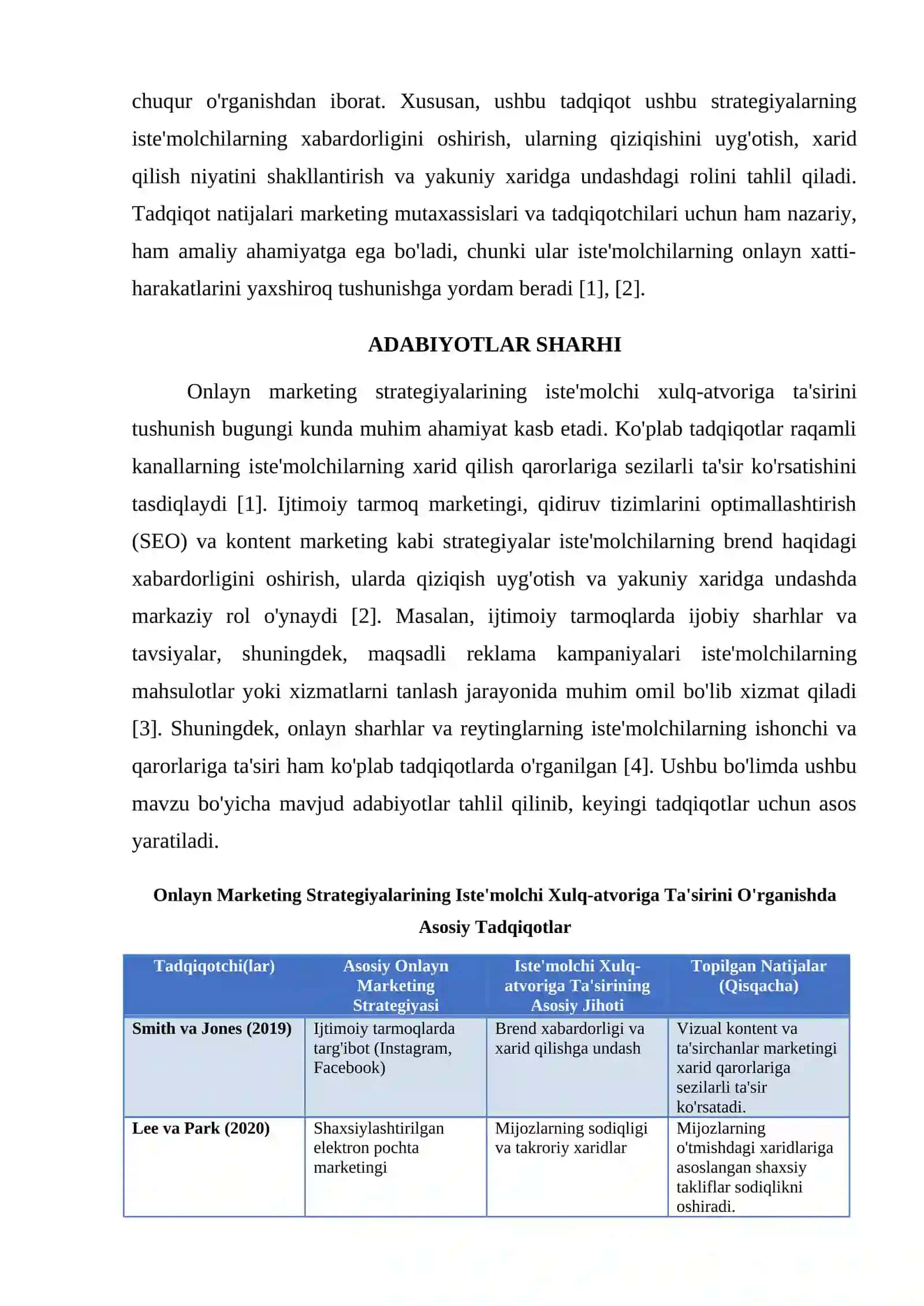 ONLAYN MARKETING STRATEGILYALARINING ISTE'MOLCHI XULQ-ATVORIGA TA'SIRI 2