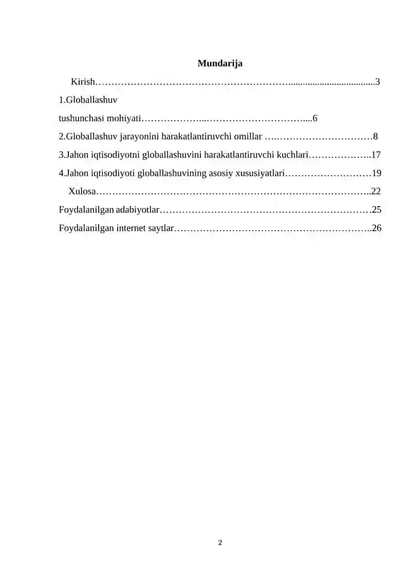 Jahon iqtisodiyoti globallashuvining harakatlantiruvchi kuchlari 2