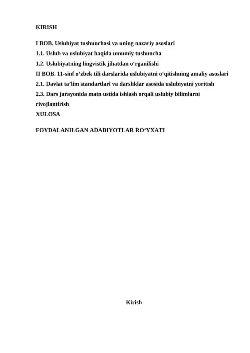 Sinflarda uslubiyatni o’rganish masalasi. 2