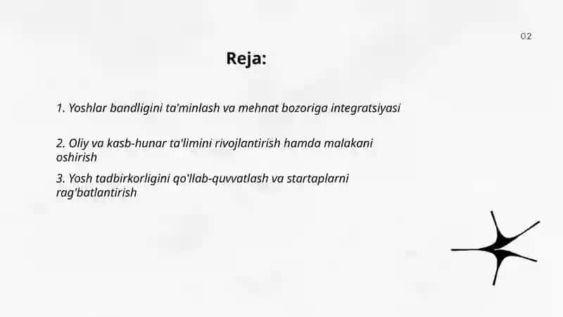 Yoshlarga oid davlat siyosatining ustuvor yo’nalishlari 2