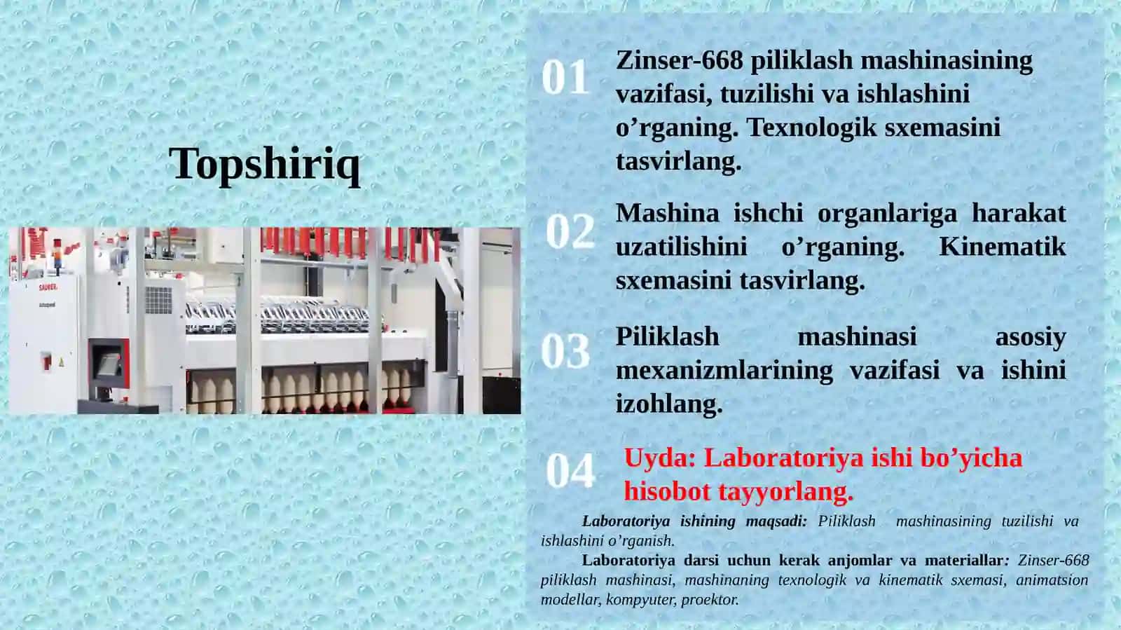 Piliklashmashinasiningvazifasi,tuzilishivaishlashi.Ishchiorganlariga(ta’minlashvaliklari,cho‘zishsilindrlariga,rogulka,g‘altakvakaretkaga) harakatuzatilishi 2