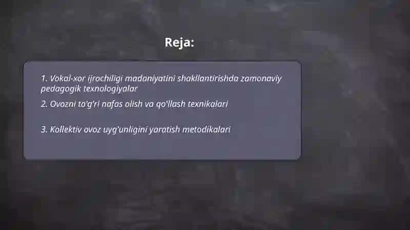 Vokal-xor ijrochiligi madaniyati shakllantirish texnologiya va uslublari 2
