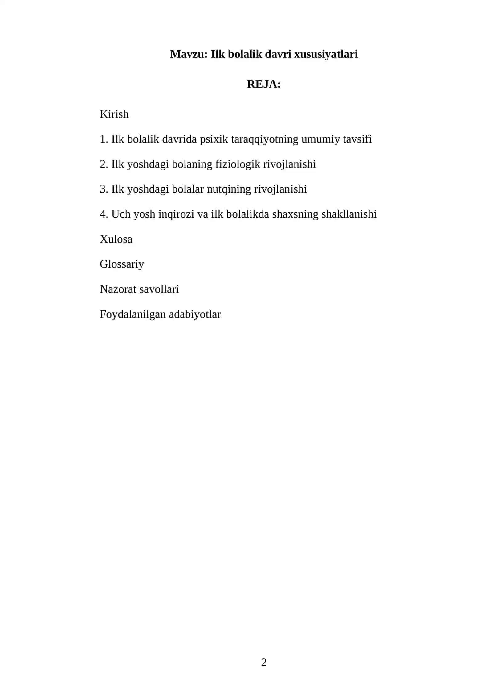 Ilk bolalik davri xususiyatlari 2
