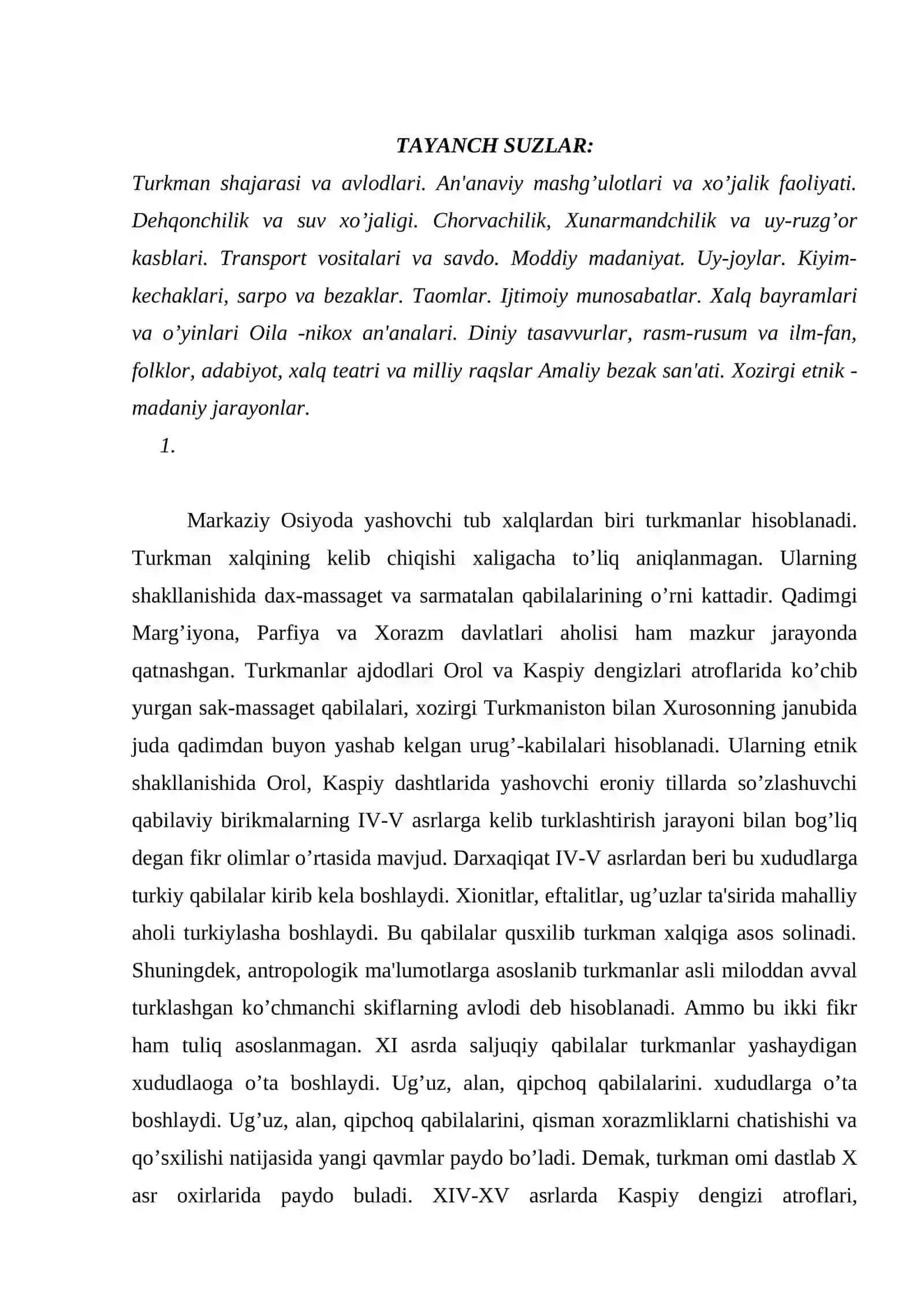 Turkman xalqi etnologiyasi. 2