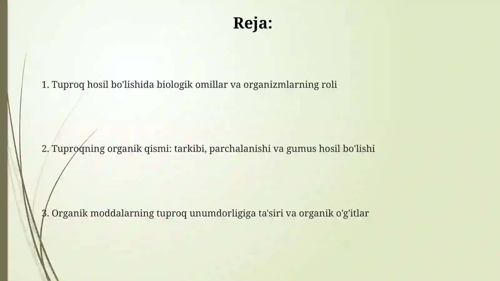 Tuproqhosilboʻlishiningbiologikomillarivatuproqlarningorganikqismi 2