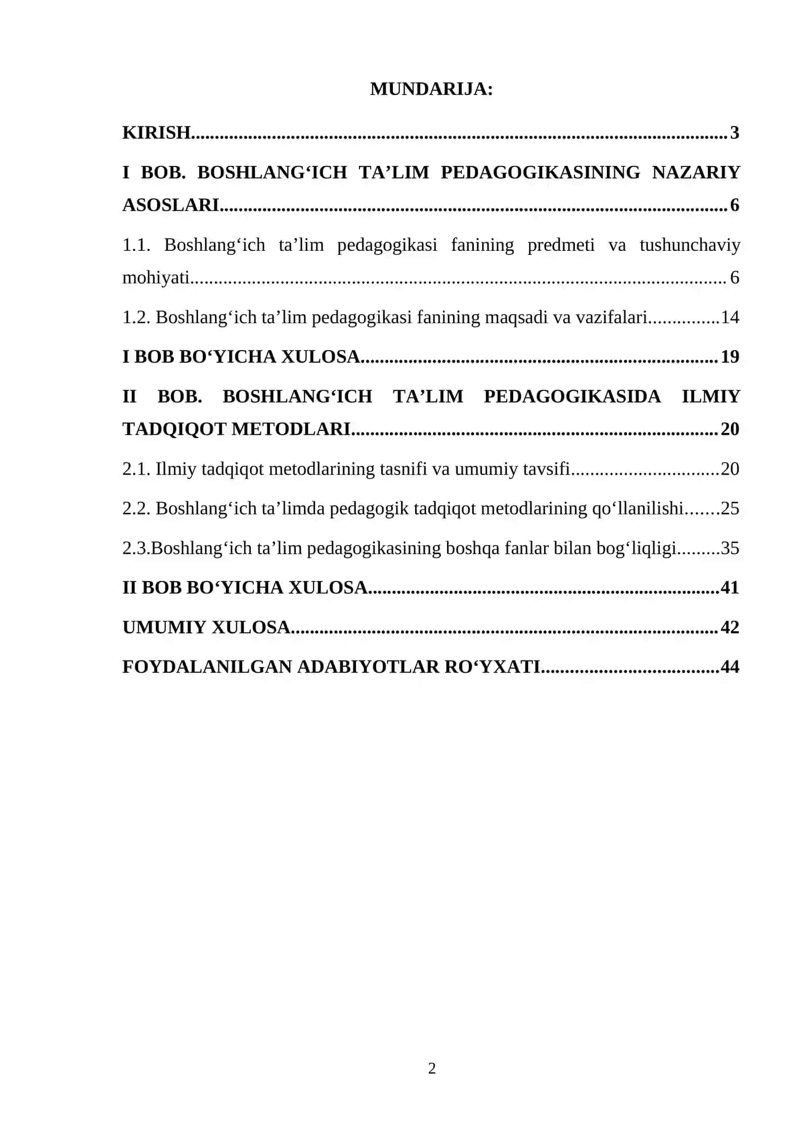 Boshlang'ich ta'lim pedagogikasi fanining predmeti, maqsadi, vazifasi, ilmiy tadqiqot metodlari 2