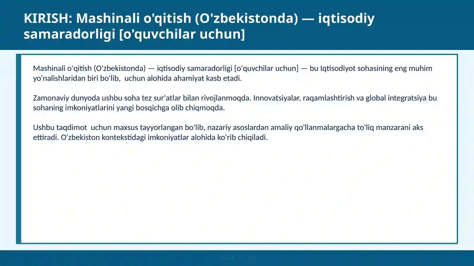 Mashinali o'qitish (O'zbekistonda) — iqtisodiy samaradorligi [o'quvchilar uchun] 2